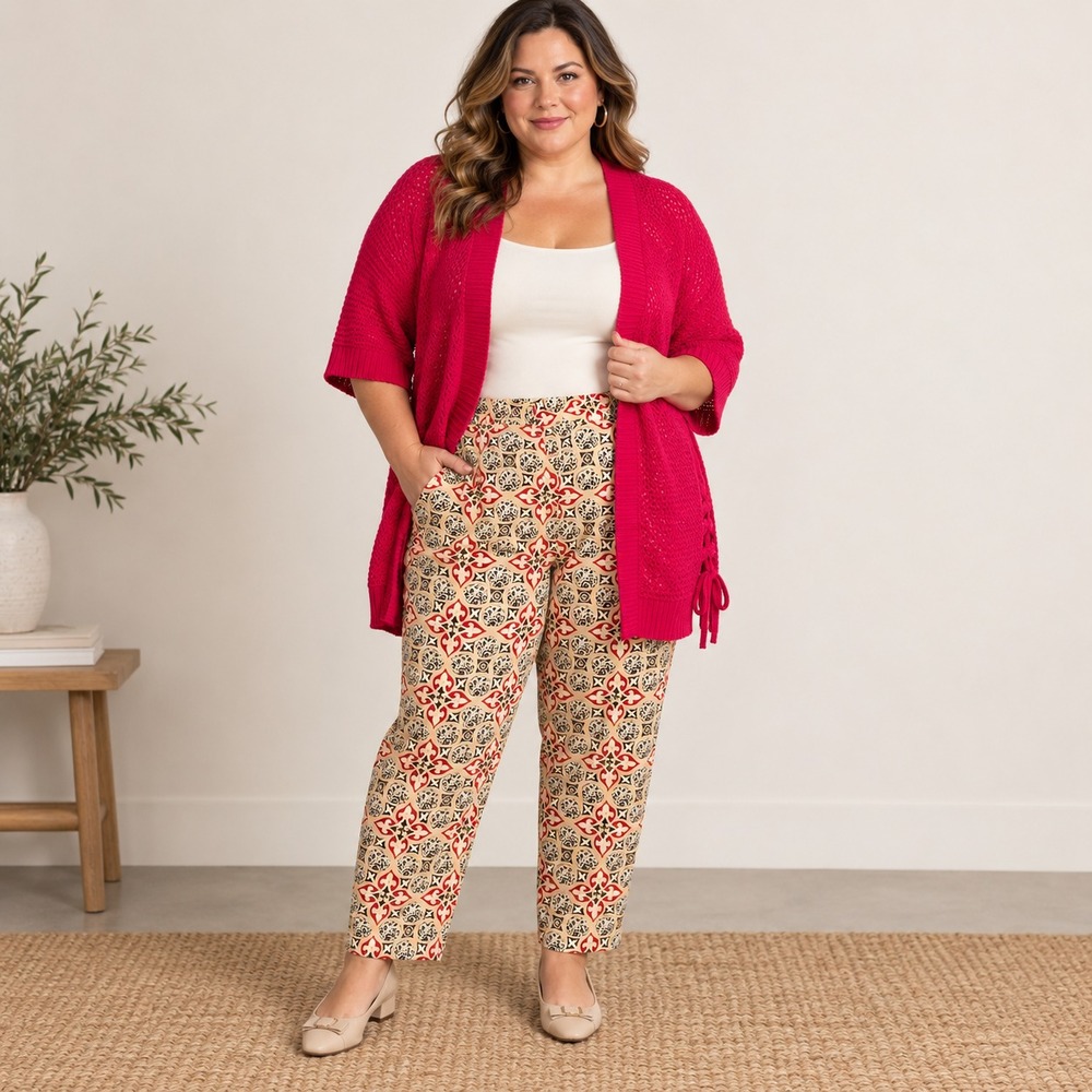 14. 1X SET CJ Banks Red Cardigan George Woman Ankle Pants Office Business Casual